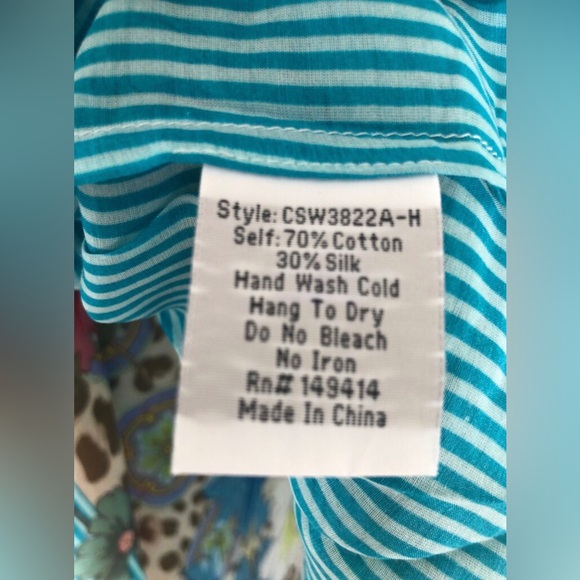 Johnny Was blue leopard floral kimono 30% silk new without tag and label Size L - Picture 4 of 6